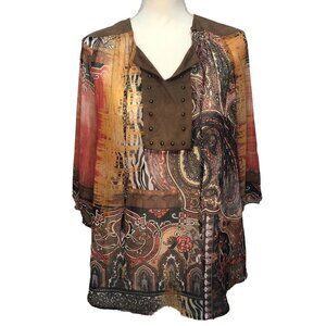 FRENCH BLUE (PS) Orange & Brown Tunic